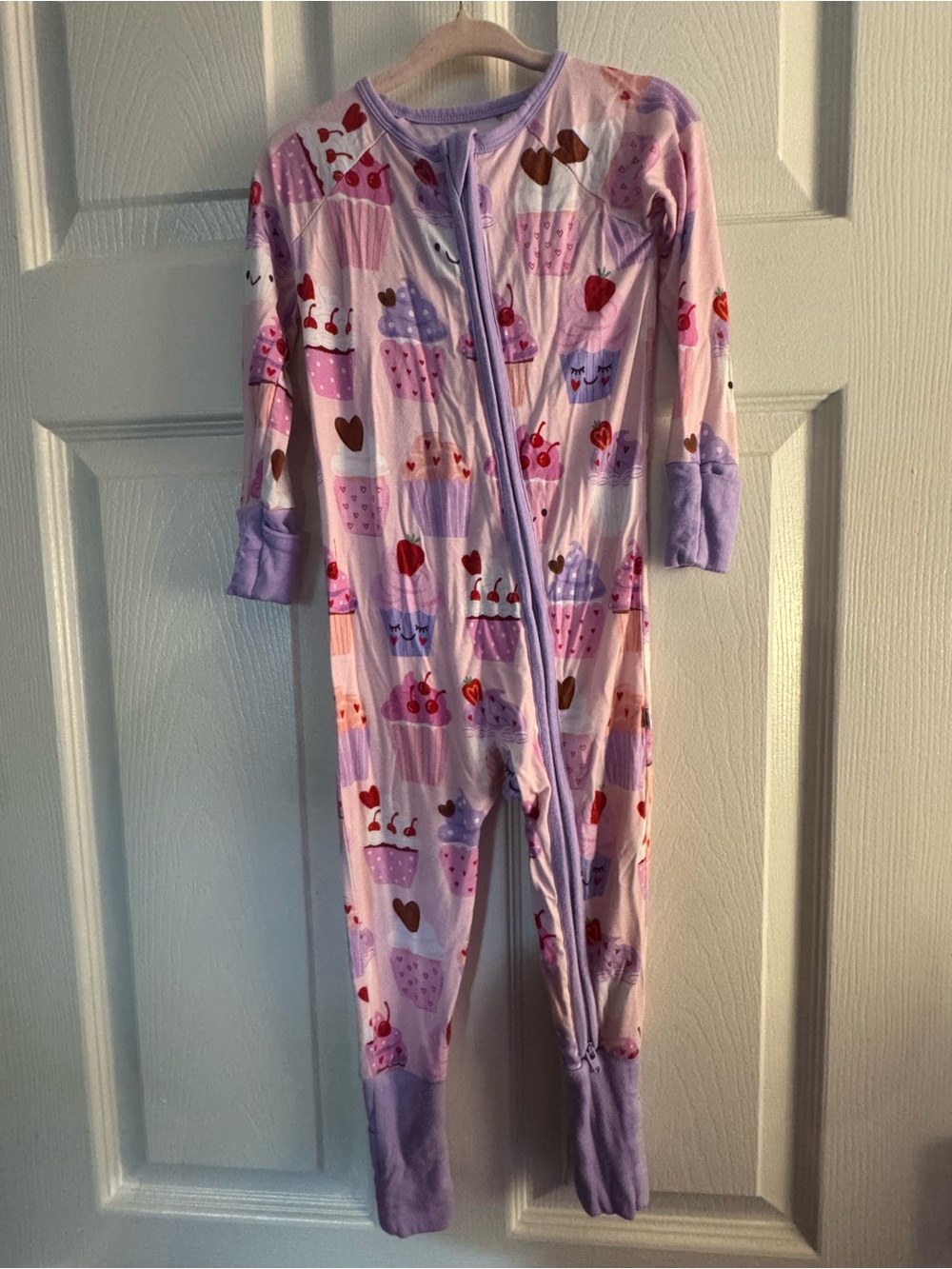 Carter's Pink & Lavender Cupcake Print Footed One-Piece Pajamas
